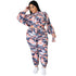 Casual Print Hooded Plus Size Women's Two Piece Outfits