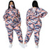Casual Print Hooded Plus Size Women's Two Piece Outfits