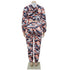 Casual Print Hooded Plus Size Women's Two Piece Outfits