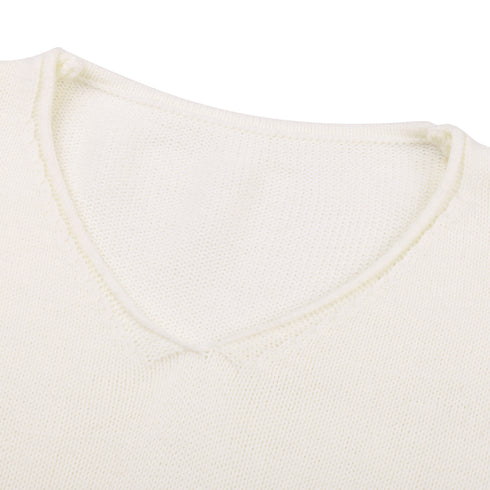 Casual Simple Loose Pullover V Neck Sweater Women's Knit Tops
