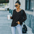 Casual Simple Loose Pullover V Neck Sweater Women's Knit Tops