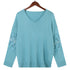 Casual Simple Loose Pullover V Neck Sweater Women's Knit Tops