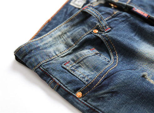 Casual Summer Loose Mid Waist Men's Ripped Jean Shorts