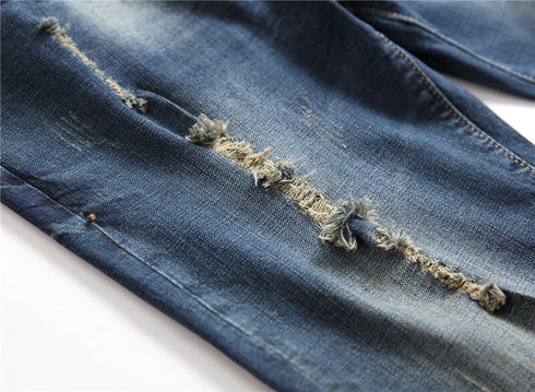 Casual Summer Loose Mid Waist Men's Ripped Jean Shorts