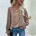 Casual Vintage Blouse Women's Leopard Round Collar Shirts