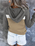 Casual Women's Color Matching Workout Pocket Hoodies