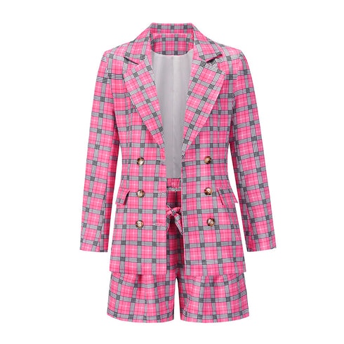 Casual Women's Double-breasted Shorts Two Piece Outfits