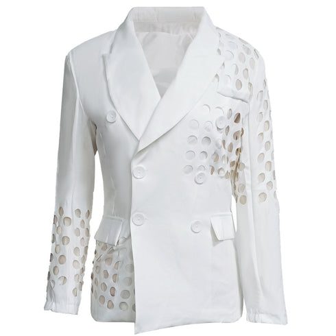 Casual Women's Hollow-carved Design Suit Jacket Coat