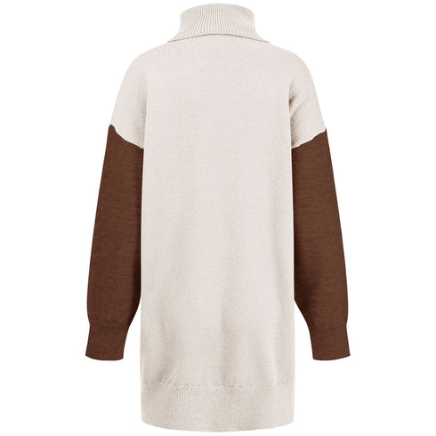 Casual Women's Loose Simple High Neck Knitted Dress