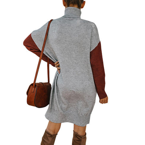 Casual Women's Loose Simple High Neck Knitted Dress
