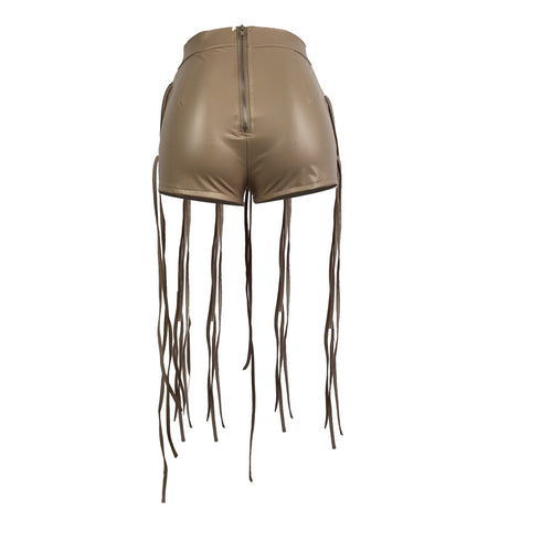 Casual Women's Mid Waist Imitation Leather Shorts