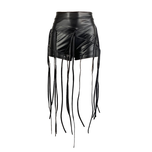 Casual Women's Mid Waist Imitation Leather Shorts