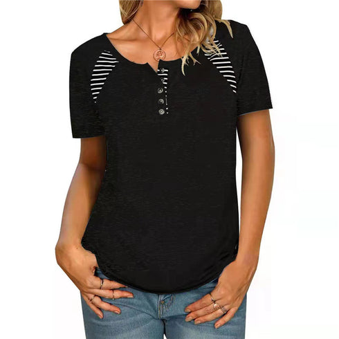 Casual Women's Plus Size Stripes Print T-shirt Top