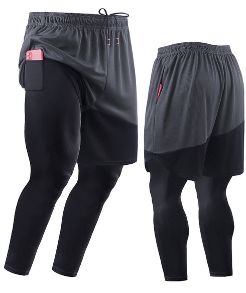 Causal Men's 2 in 1 Gym Workout Compression Pants