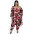 Chest Wrap Cape Print Women's Plus Size 3 Piece Lounge Set