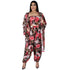 Chest Wrap Cape Print Women's Plus Size 3 Piece Lounge Set