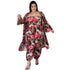 Chest Wrap Cape Print Women's Plus Size 3 Piece Lounge Set