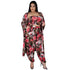 Chest Wrap Cape Print Women's Plus Size 3 Piece Lounge Set