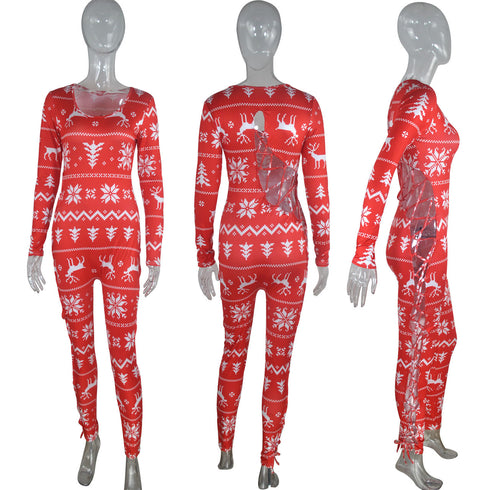 Christmas Pattern Women's Plus Size Two Piece Outfits