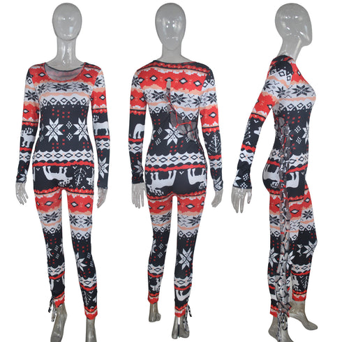 Christmas Pattern Women's Plus Size Two Piece Outfits