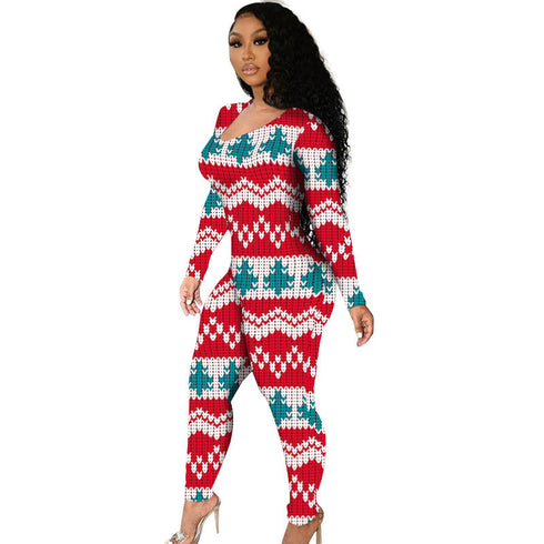 Christmas Pattern Women's Plus Size Two Piece Outfits