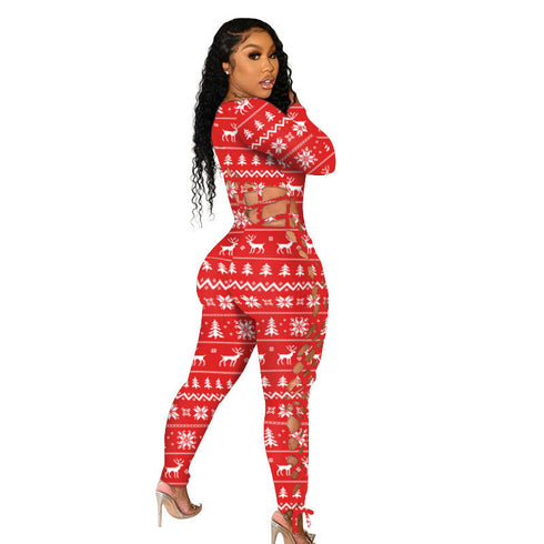 Christmas Pattern Women's Plus Size Two Piece Outfits