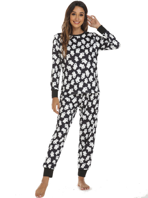 Christmas Print Sleepwear Women's Loungewear Pajama Sets