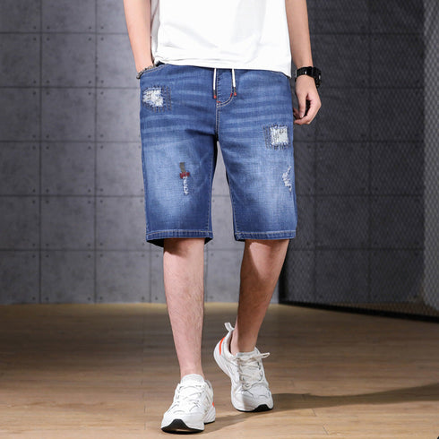 Comfy Loose Plus Size Mid Waist Denim Shorts For Men