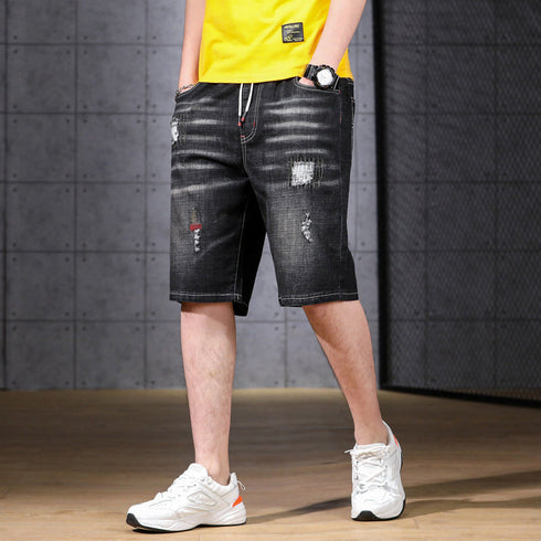 Comfy Loose Plus Size Mid Waist Denim Shorts For Men