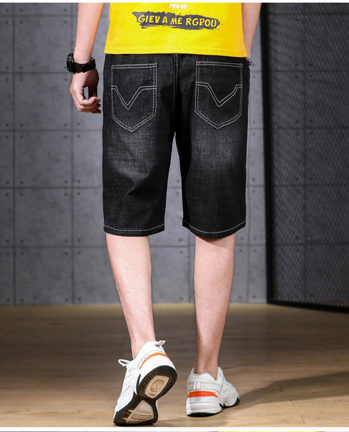 Comfy Loose Plus Size Mid Waist Denim Shorts For Men