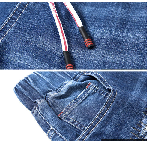 Comfy Loose Plus Size Mid Waist Denim Shorts For Men