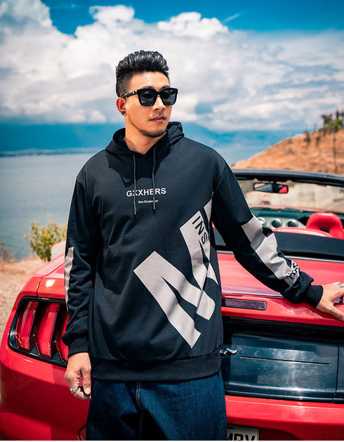 Cool Men's Hip Hop Print Causal Plus Size Fleece Hoodies