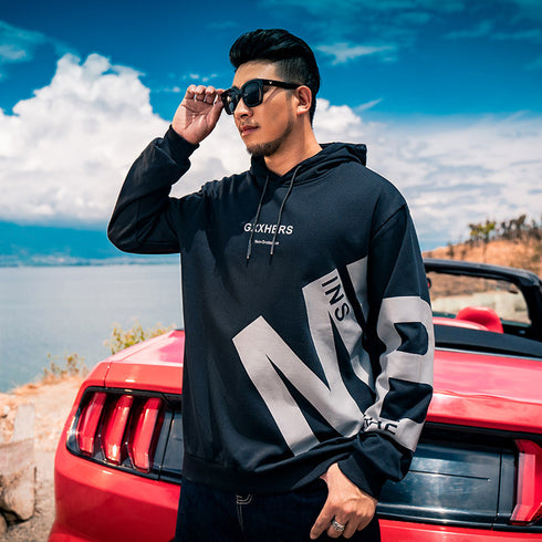 Cool Men's Hip Hop Print Causal Plus Size Fleece Hoodies