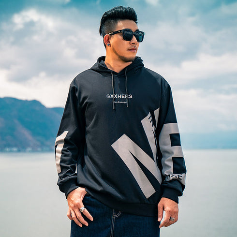 Cool Men's Hip Hop Print Causal Plus Size Fleece Hoodies