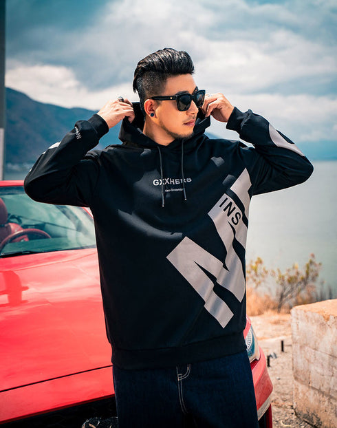 Cool Men's Hip Hop Print Causal Plus Size Fleece Hoodies