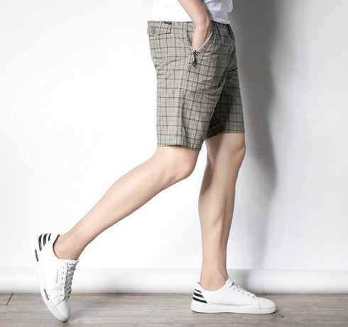 Cotton Men's Outdoor Casual Shorts with Zip Pockets