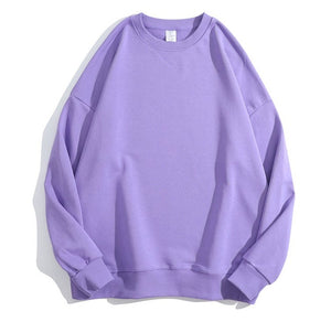 Plain Casual Crewneck Loose Unisex Pullover Sweatshirts
