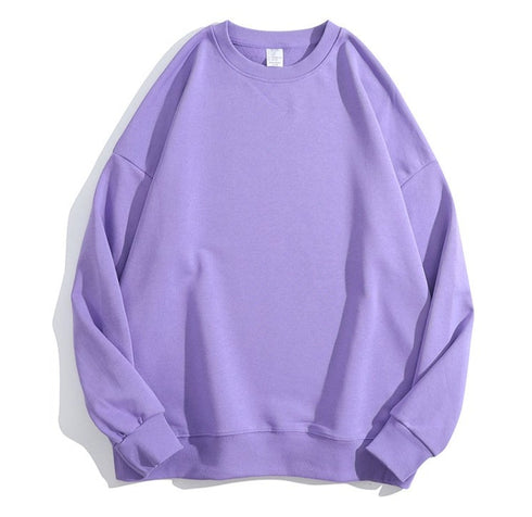 Plain Casual Crewneck Loose Unisex Pullover Sweatshirts