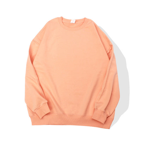 Plain Casual Crewneck Loose Unisex Pullover Sweatshirts