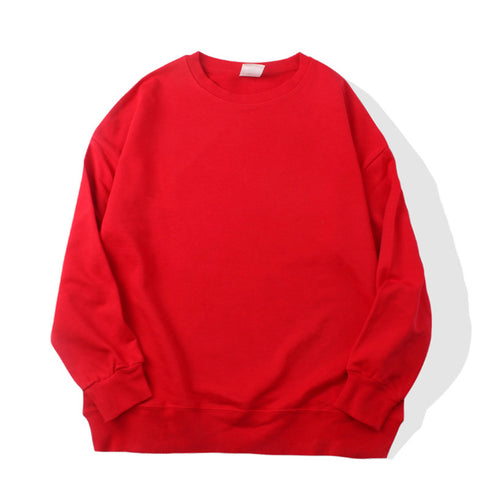 Plain Casual Crewneck Loose Unisex Pullover Sweatshirts