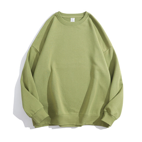 Plain Casual Crewneck Loose Unisex Pullover Sweatshirts