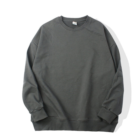 Plain Casual Crewneck Loose Unisex Pullover Sweatshirts