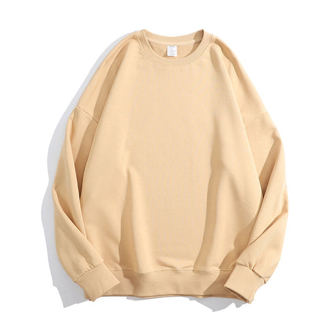 Plain Casual Crewneck Loose Unisex Pullover Sweatshirts