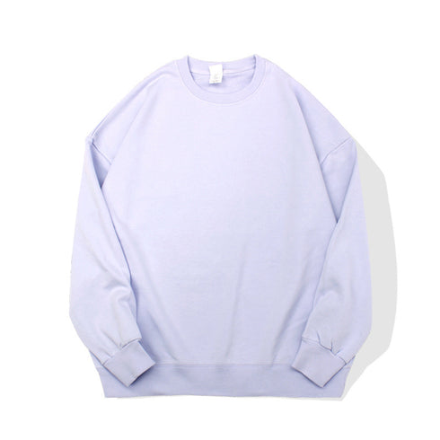 Plain Casual Crewneck Loose Unisex Pullover Sweatshirts