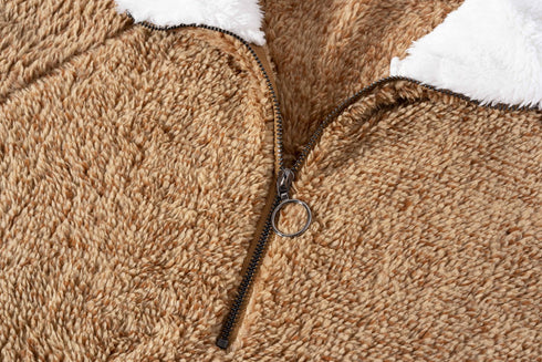 Cute Women's Patchwork Pullover Plush Loose Tops