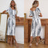 Cute Women's Round Neck Slit Tie-dye Print Dresses
