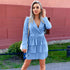 Elegant Women's Long Sleeve Pleated Medium Length Dress