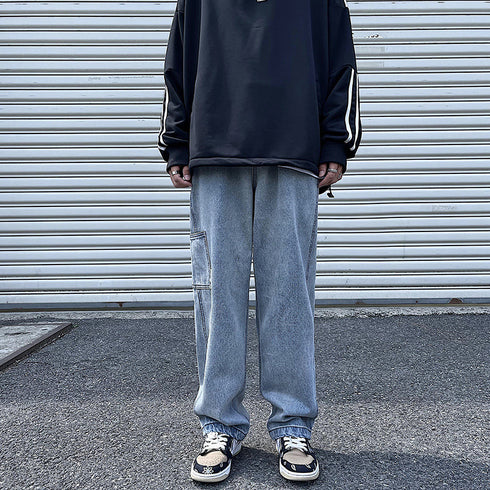 Fashion Baggy Men's Washed Casual Loose Denim Jeans