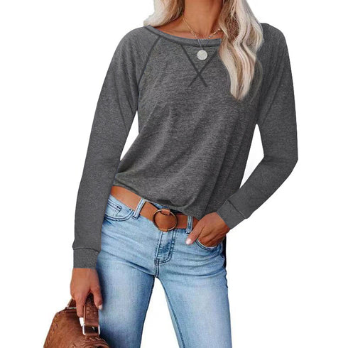 Fashion Color Matching Women's Long Sleeved Sweatshirt