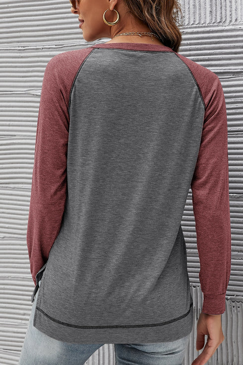 Fashion Color Matching Women's Long Sleeved Sweatshirt